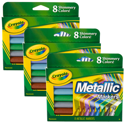 Crayola® Metallic Markers, 8 colors per box, Set of 3 boxes