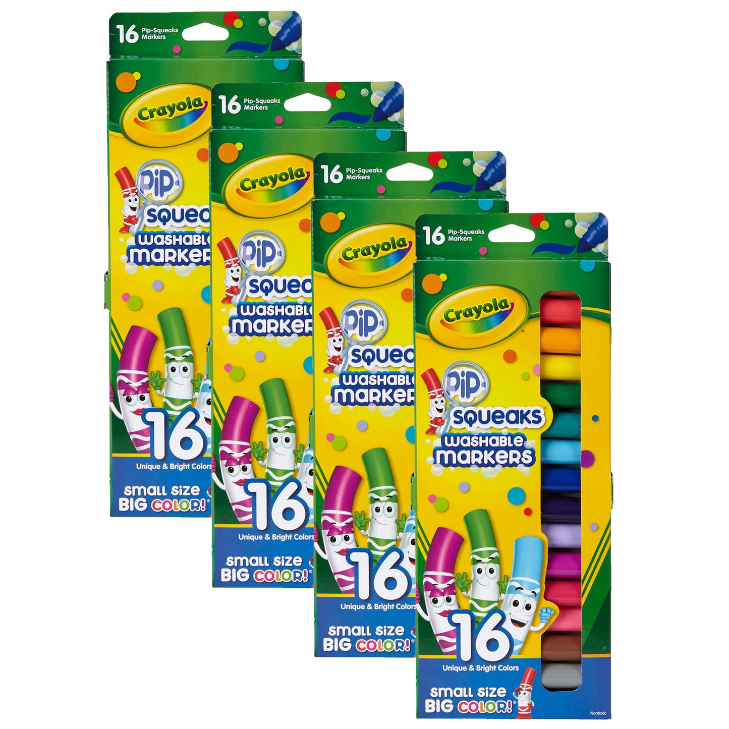 Crayola® Pip-Squeaks™ Markers, Conical Tip, 16 Per Box, 4 Boxes