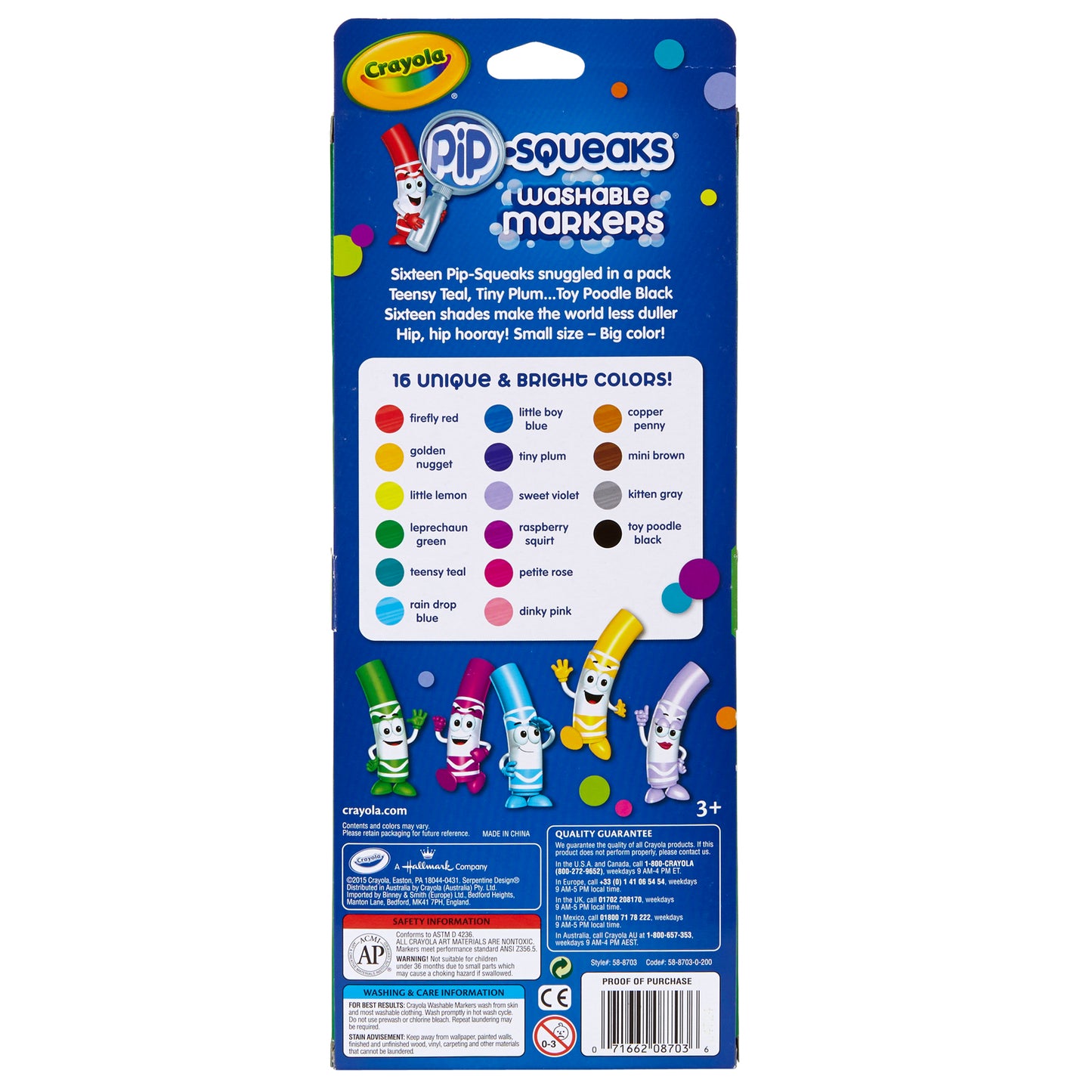 Crayola® Pip-Squeaks™ Markers, Conical Tip, 16 Per Box, 4 Boxes