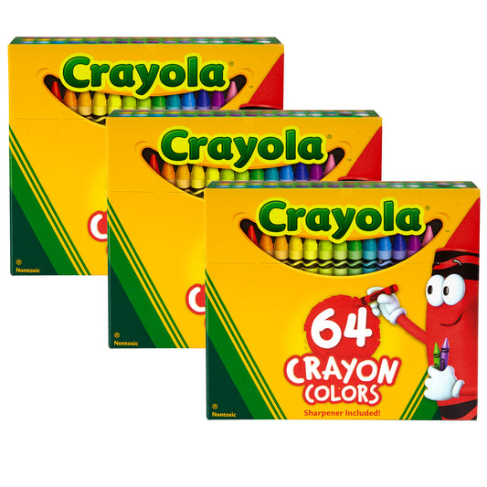 Crayola® Crayons, Reg Size, 64 colors per box, Set of 3 boxes