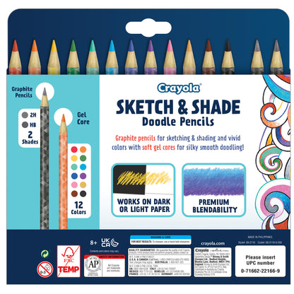 Doodle & Draw Sketch & Shade Doodle Pencil 14 Count