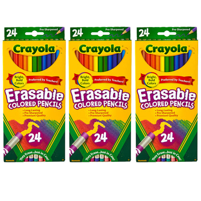 Erasable Colored Pencils, 24 Per Box, 3 Boxes