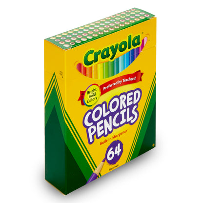 Crayola® Half-Size Colored Pencils, 64 colors w/sharpener per box, Set of 3 boxes