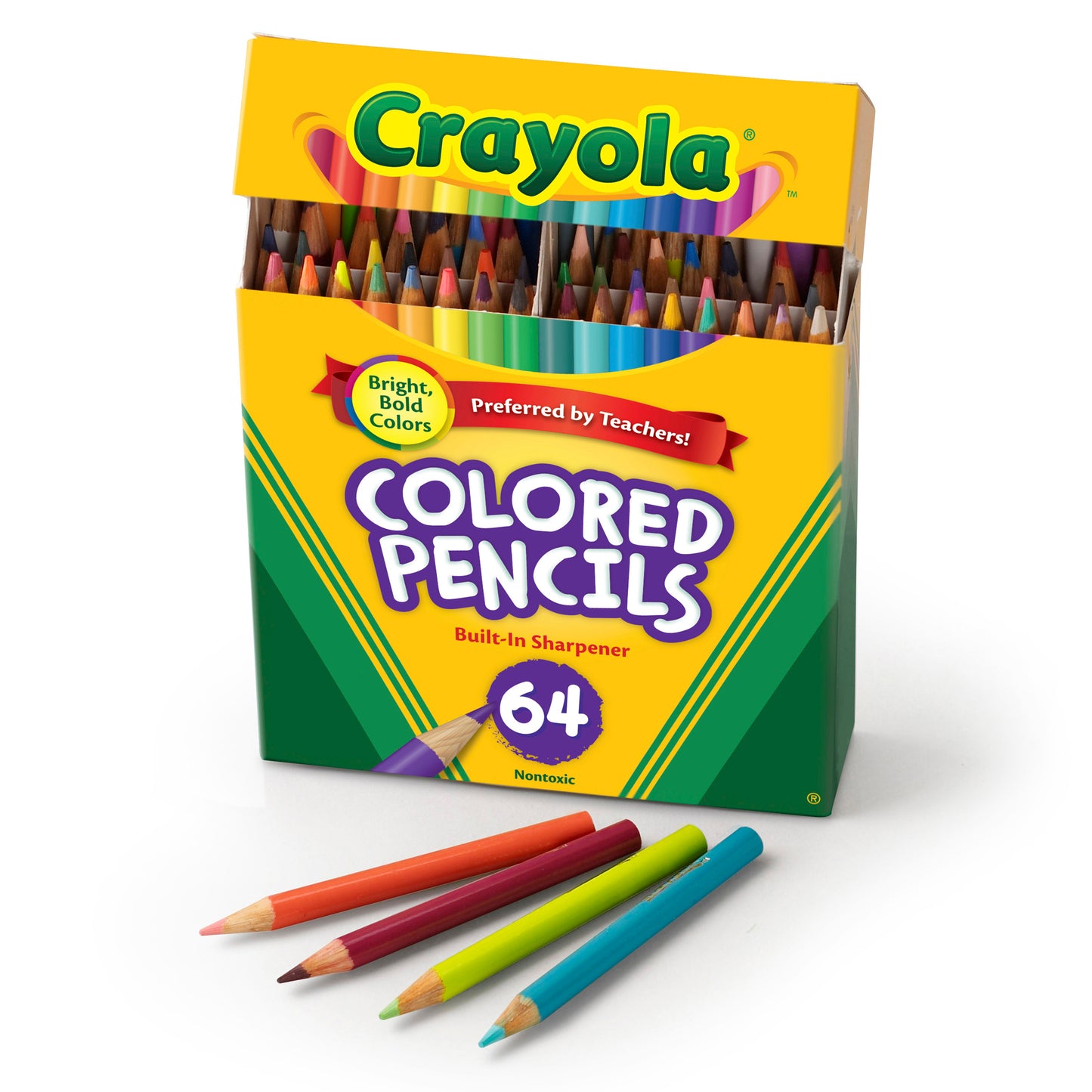 Crayola® Half-Size Colored Pencils, 64 colors w/sharpener per box, Set of 3 boxes