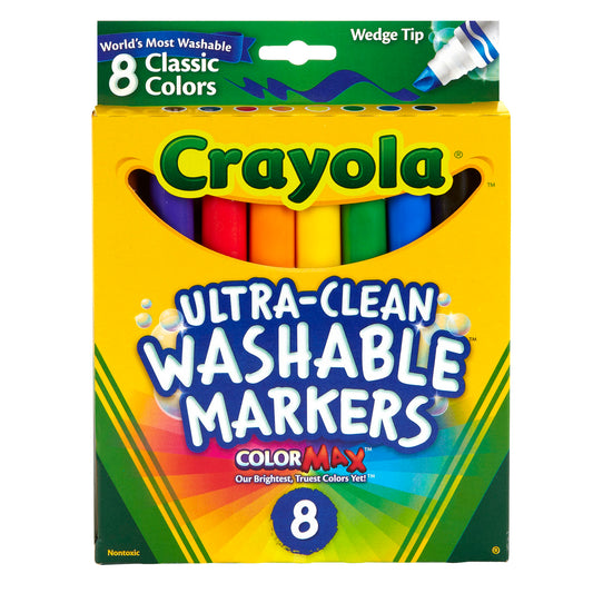 Ultra-Clean Washable Markers, Wedge Tip, 8 Count