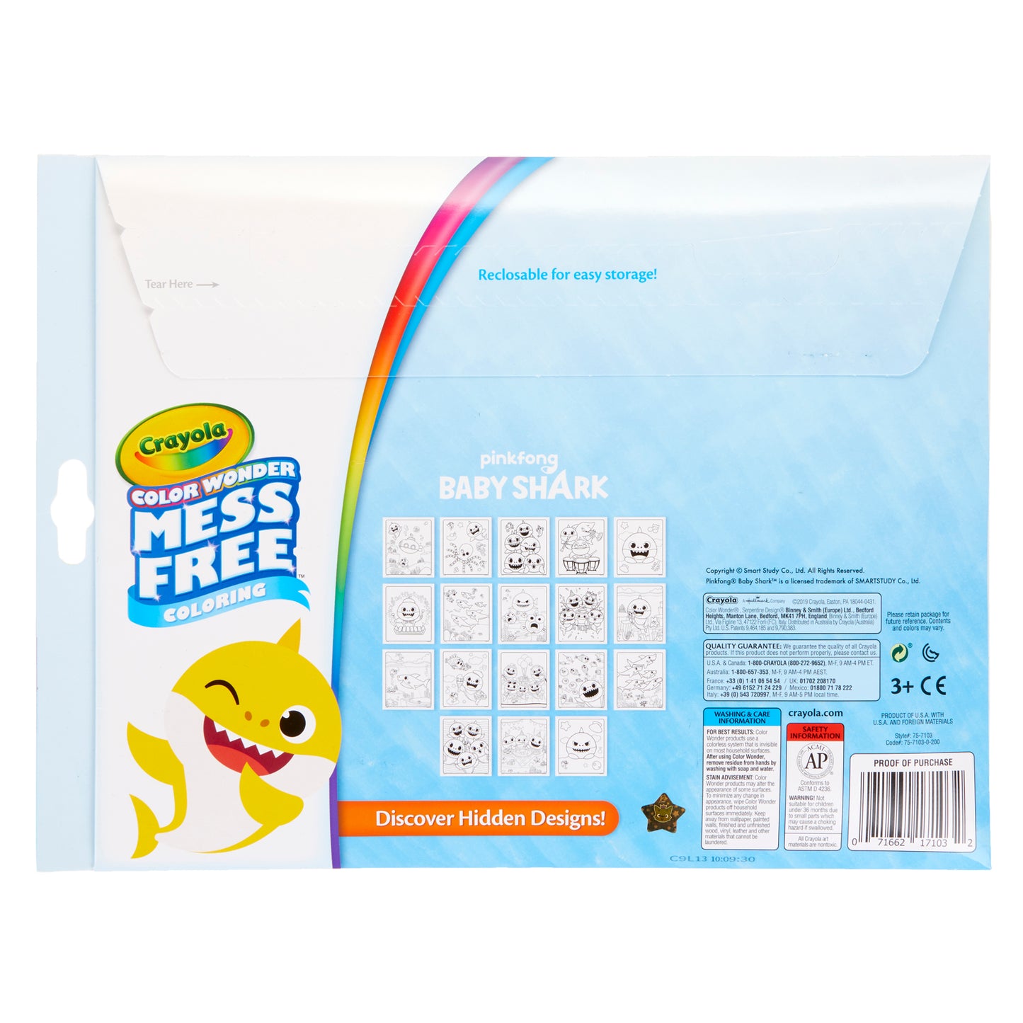 Color Wonder Mess Free Coloring Pad & Markers, Baby Shark, 2 Sets