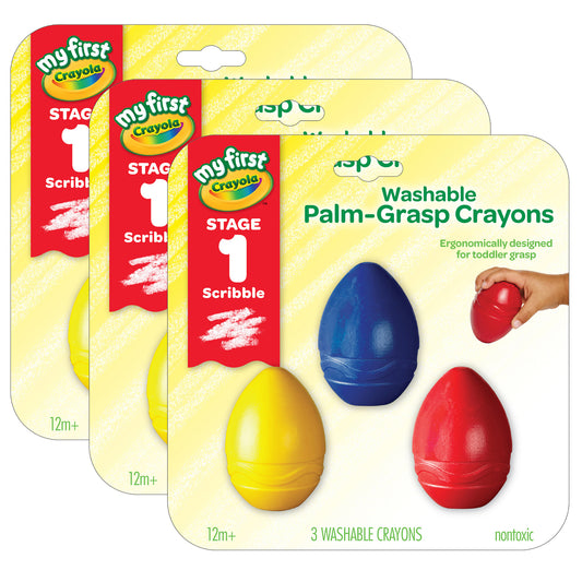 My First Washable Palm-Grasp Crayons, 3 Per Pack, 3 Packs