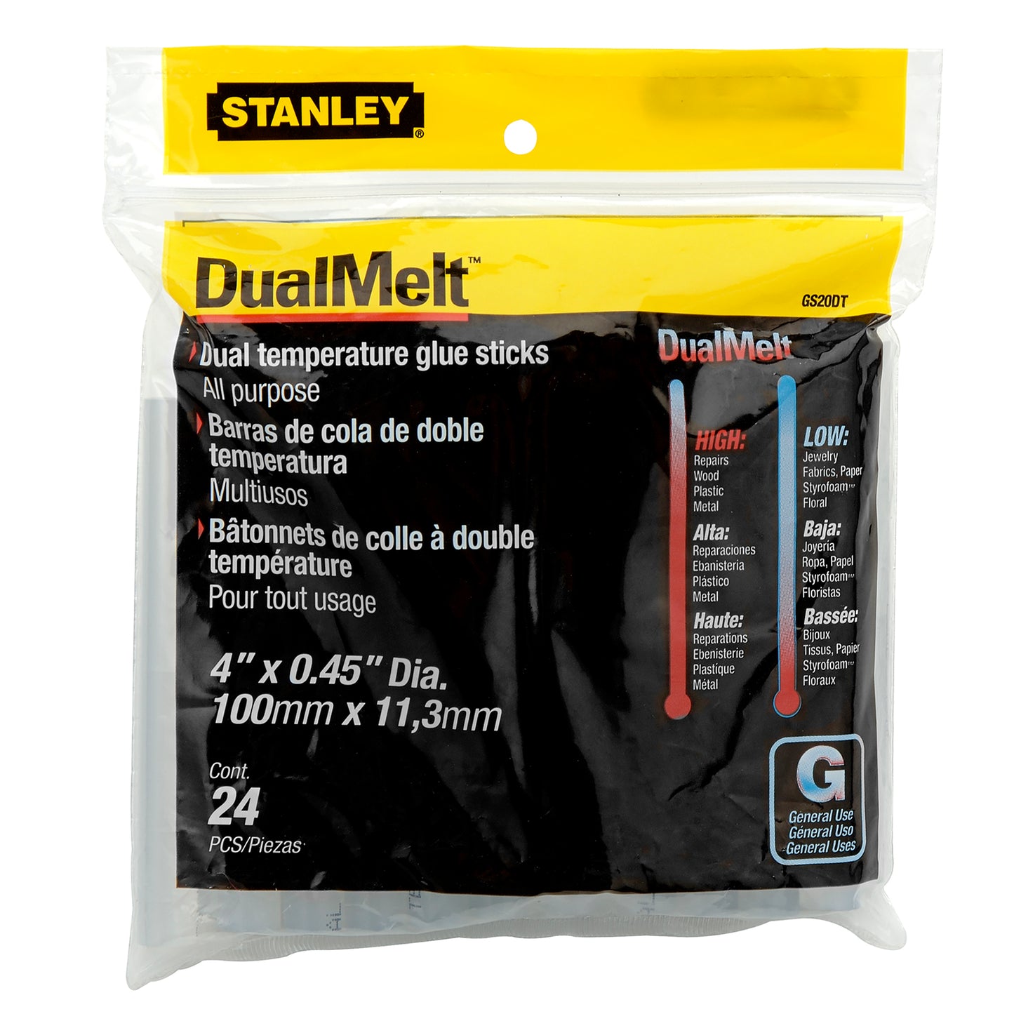 Dual Temperature Glue Sticks, 7/16 in x 4 in, Pack of 24