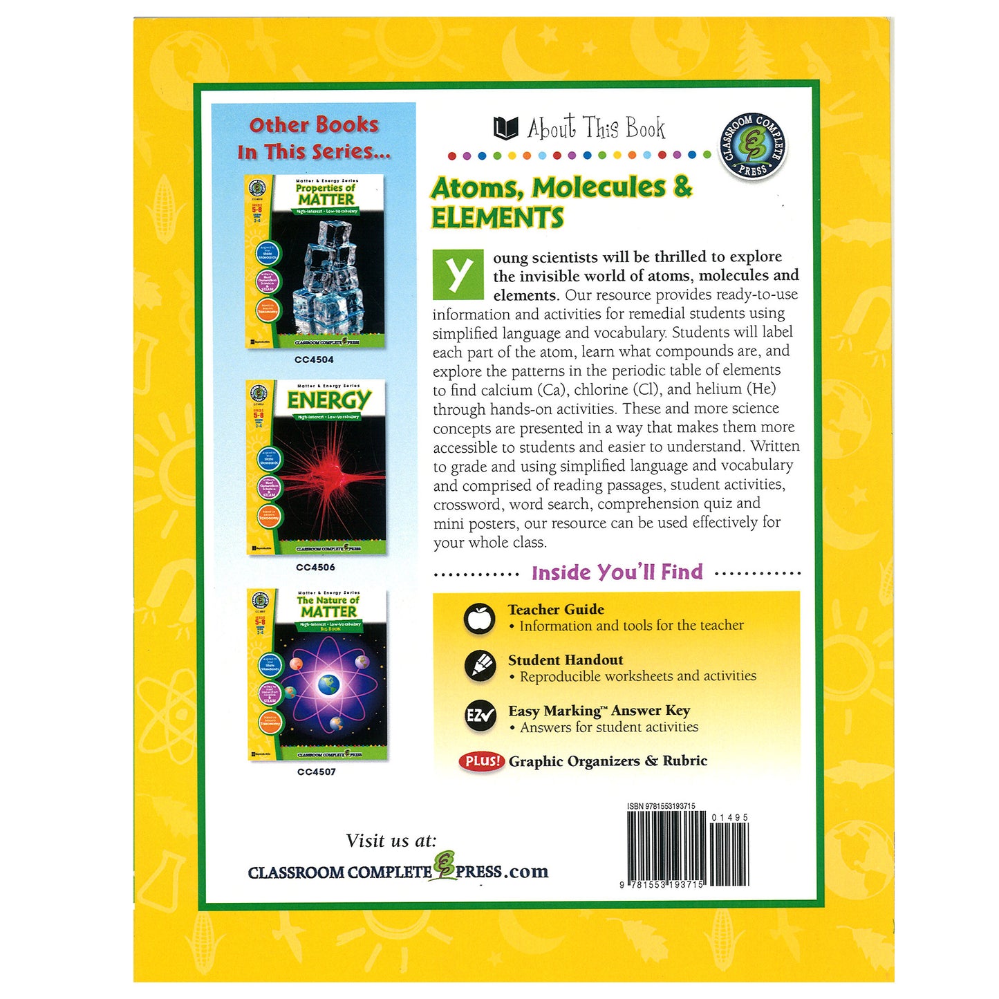 Atoms, Molecules & Elements Resource Book, Grades 5-8