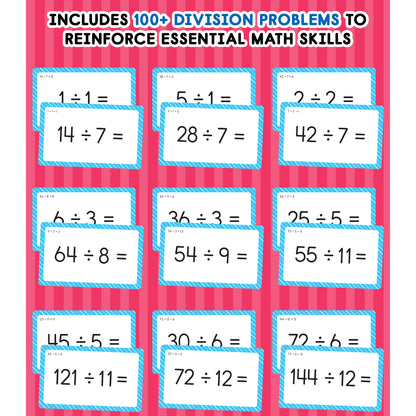 Division 0 to 12 Flash Cards, 54 Cards