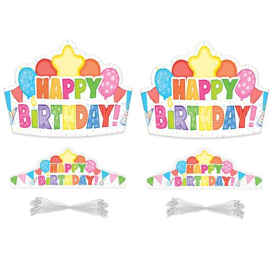 Happy Birthday Crowns, 30 Per Pack, 2 Packs