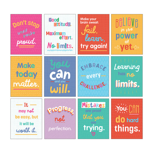 Mini Posters: Growth Mindset Quotes Poster Set, 12 Pieces