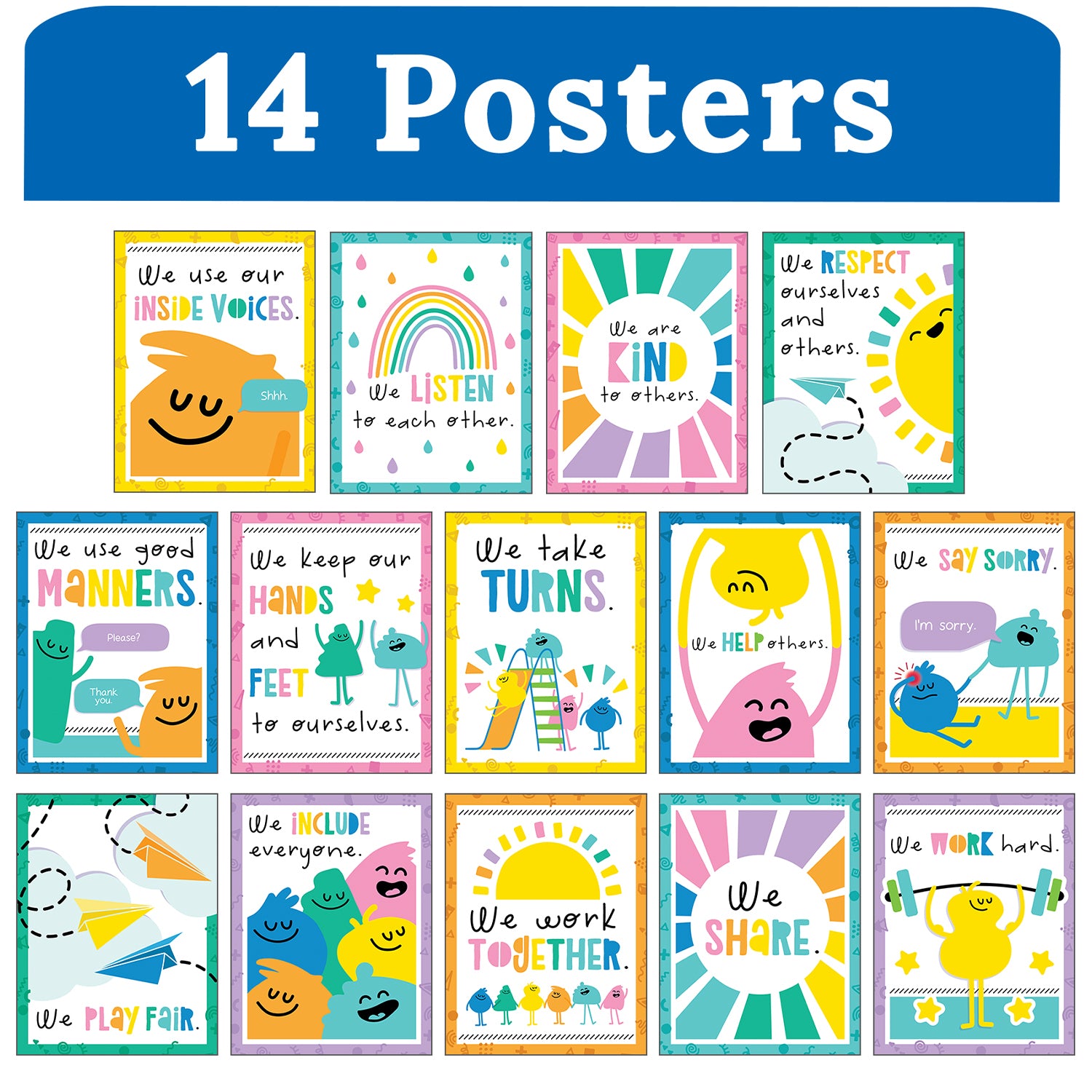 Mini Posters: Rules for a Happy Class Poster Set – Loomini