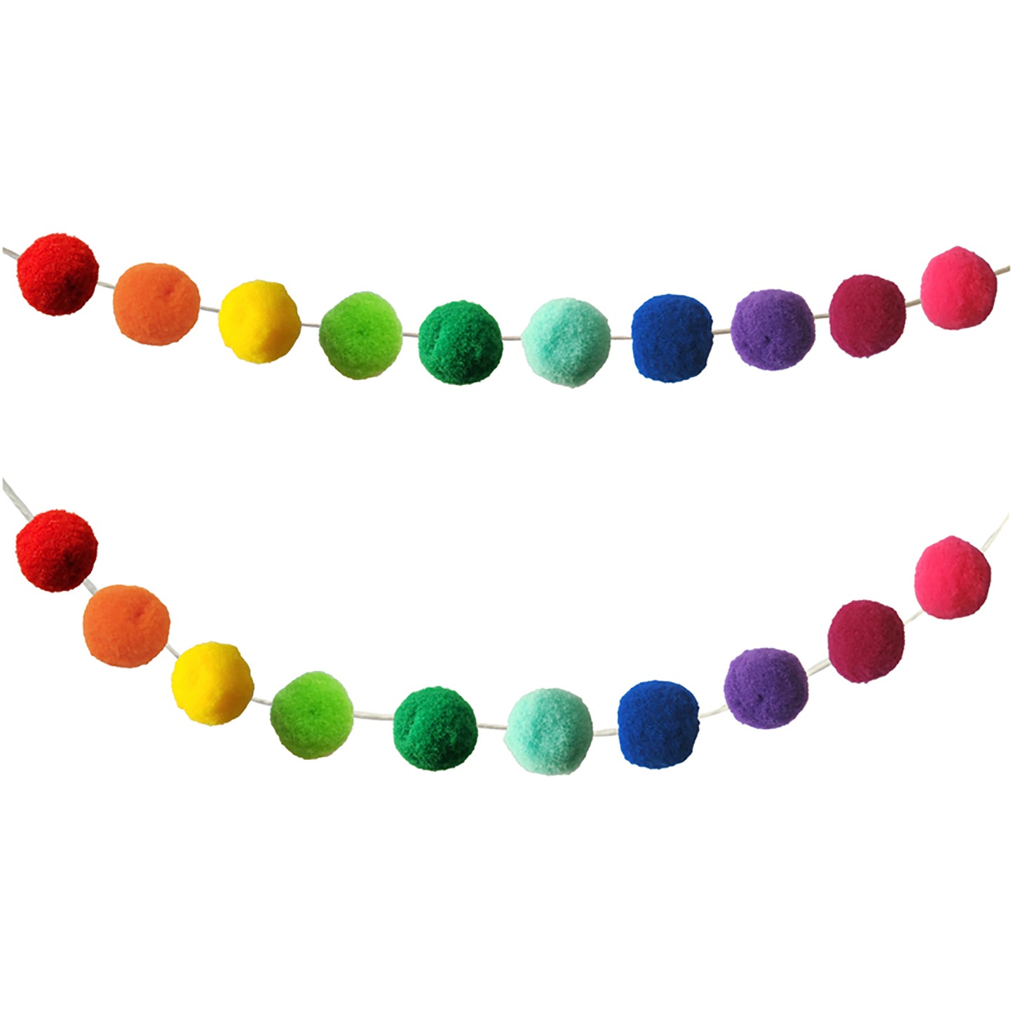 Rainbow Pom-Pom Garland, 12 Feet, Pack of 2