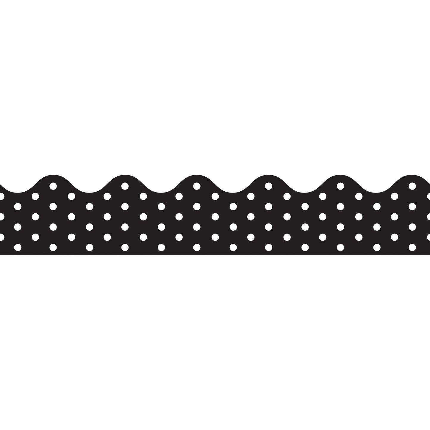 Black & White Dots Rolled Scalloped Border, 36 Feet Per Roll, 6 Rolls
