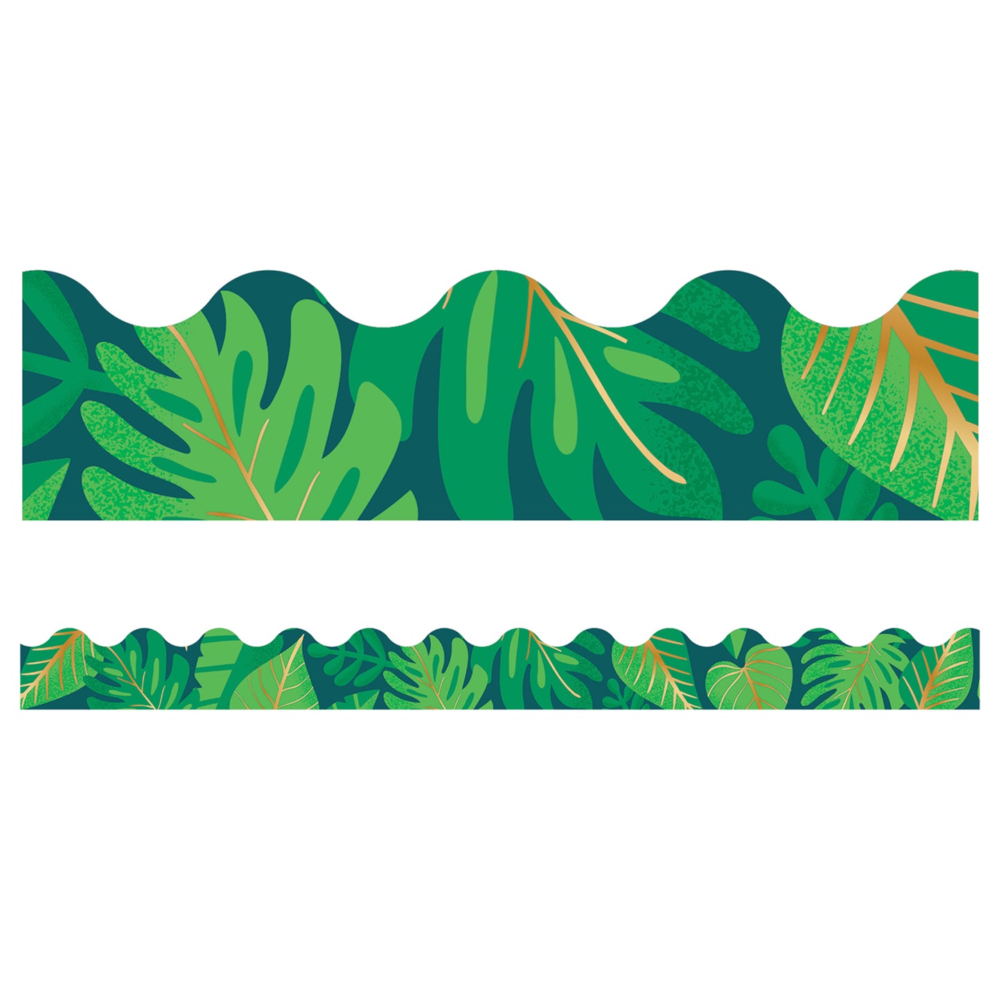 One World Tropical Leaves Scalloped Border, 39 Feet Per Pack, 6 Packs