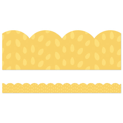 Grow Together Yellow with Painted Dots Scalloped Borders, 39 Feet