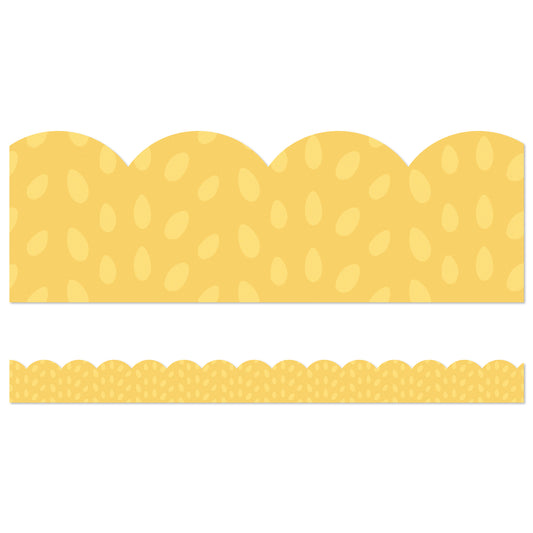 Grow Together Yellow with Painted Dots Scalloped Borders, 39 Feet