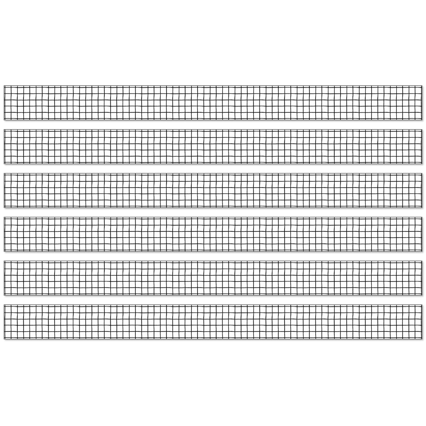 Creatively Inspired Black & White Grid Straight Borders, 36 Feet Per Pack, 6 Packs