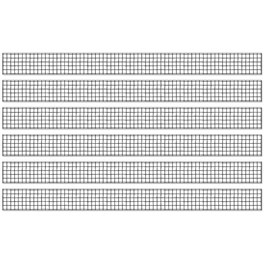 Creatively Inspired Black & White Grid Straight Borders, 36 Feet Per Pack, 6 Packs