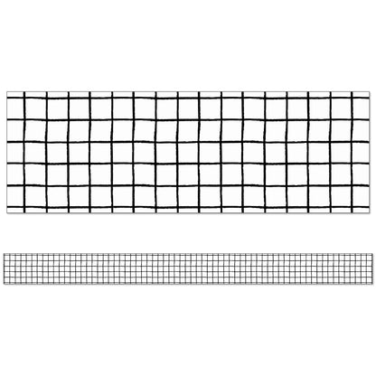 Creatively Inspired Black & White Grid Straight Borders, 36 Feet