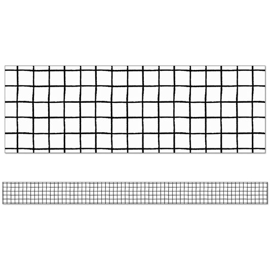 Creatively Inspired Black & White Grid Straight Borders, 36 Feet