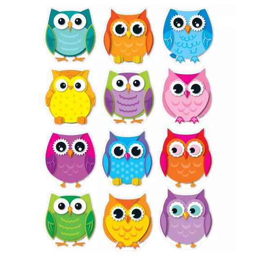 Colorful Owls Cut-Outs, 36 Per Pack, 6 Packs