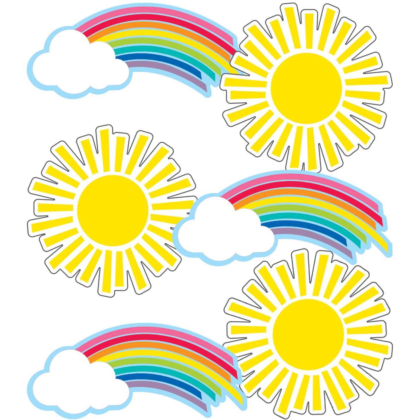 Hello Sunshine Rainbows & Suns Cut-Outs, Pack of 36