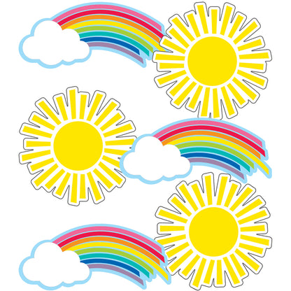 Hello Sunshine Rainbows & Suns Cut-Outs, Pack of 36