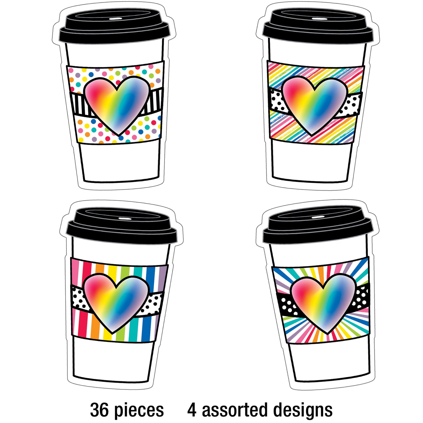 Industrial Cafe Rainbow To-Go Cups Cut-Outs, Pack of 36