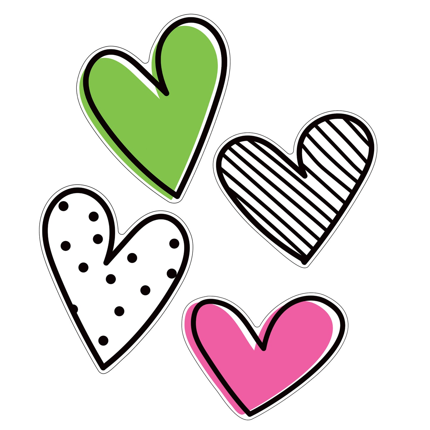 Kind Vibes Jumbo Doodle Hearts Cut-Outs, Pack of 12