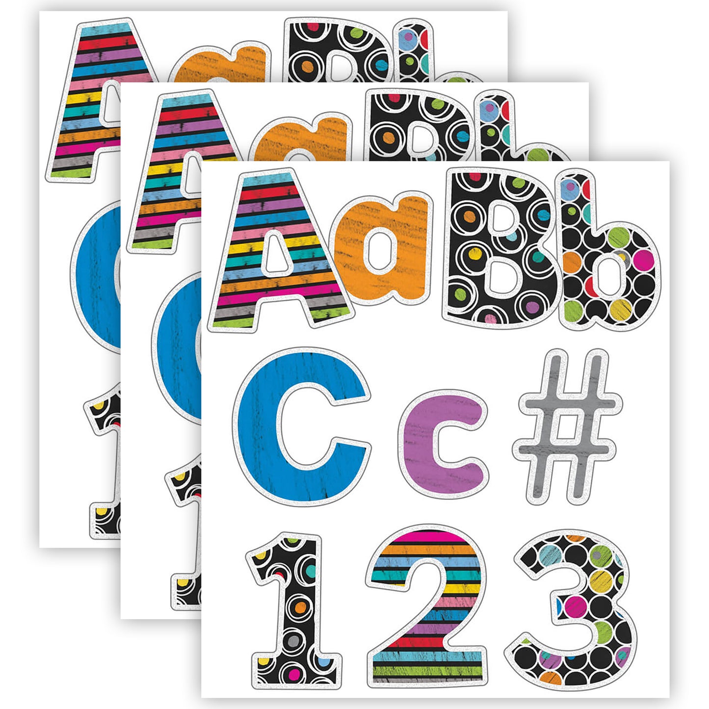 Colorful Chalkboard Combo Pack EZ Letters, 219 Pieces Per Pack, 3 Packs