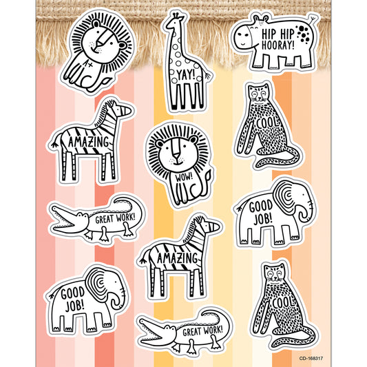 Simply Safari Animals Shape Stickers, Pack of 72