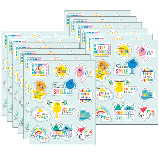 Happy Place Motivators Motivational Stickers, 72 Per Pack, 12 Packs