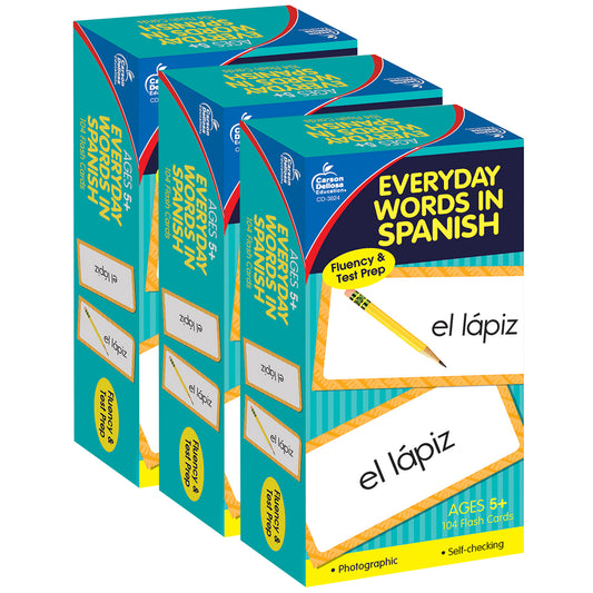 Everyday Words in Spanish: Photographic Flash Cards, Grade PK-8, 3 Packs