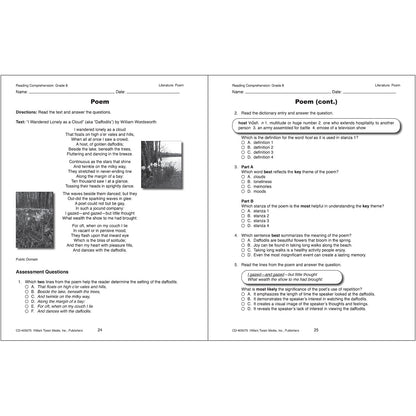 Reading Comprehension Workbook, Grade 8