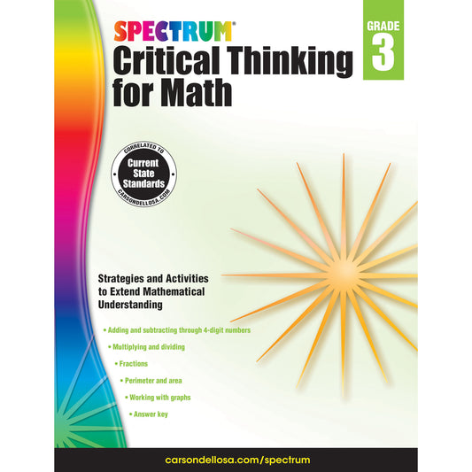 Critical Thinking for Math Workbook, Grade 3, Paperback