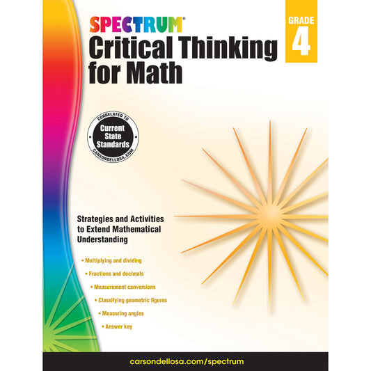 Critical Thinking for Math Workbook, Grade 4, Paperback