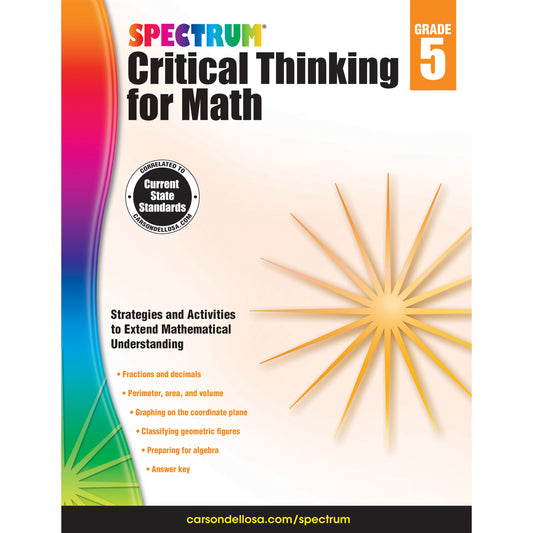 Critical Thinking for Math Workbook, Grade 5, Paperback