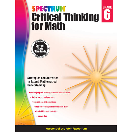 Critical Thinking for Math Workbook, Grade 6, Paperback