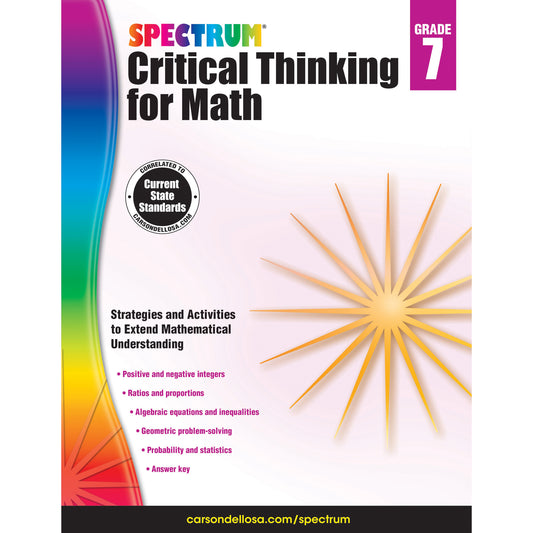 Critical Thinking for Math Workbook, Grade 7, Paperback