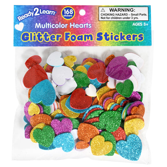 Glitter Foam Stickers Hearts Multi