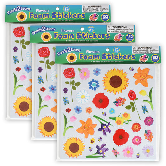 Foam Stickers - Flowers - 152 Per Pack - 3 Packs