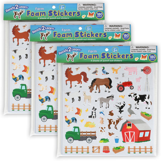 Foam Stickers - Farm - 180 Per Pack - 3 Packs