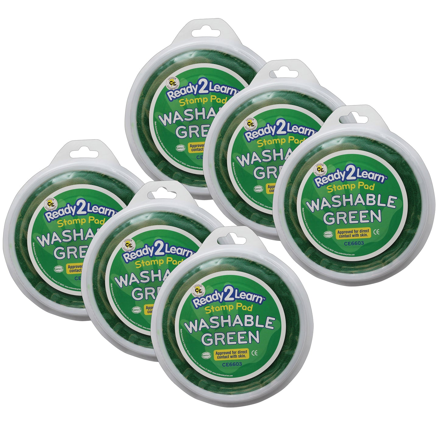 Jumbo Circular Washable Stamp Pad - Green - 5.75" dia. - Pack of 6