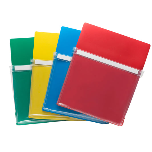 Magnetic Pockets, 9.5"W x 11.75"H, 4 Assorted Colors Per Pack