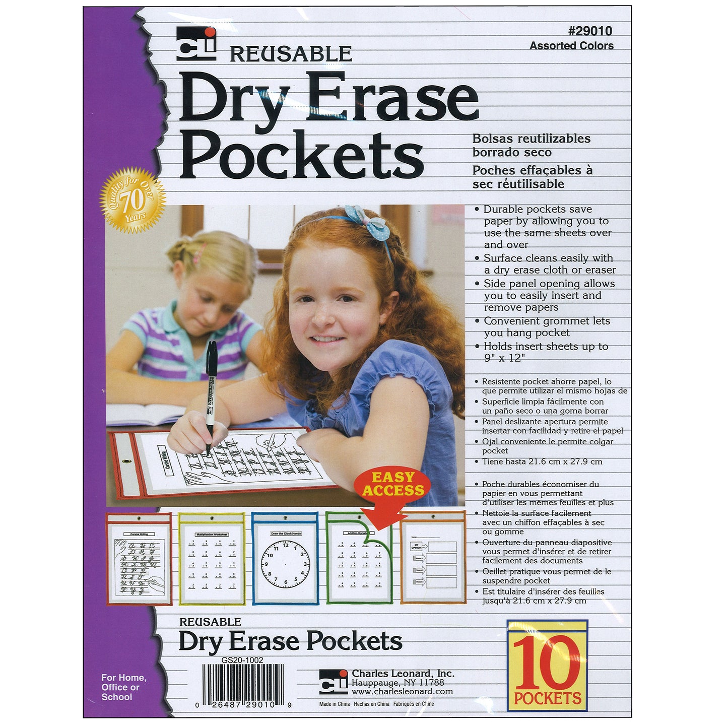 Reusable Dry Erase Pockets, Set of 10