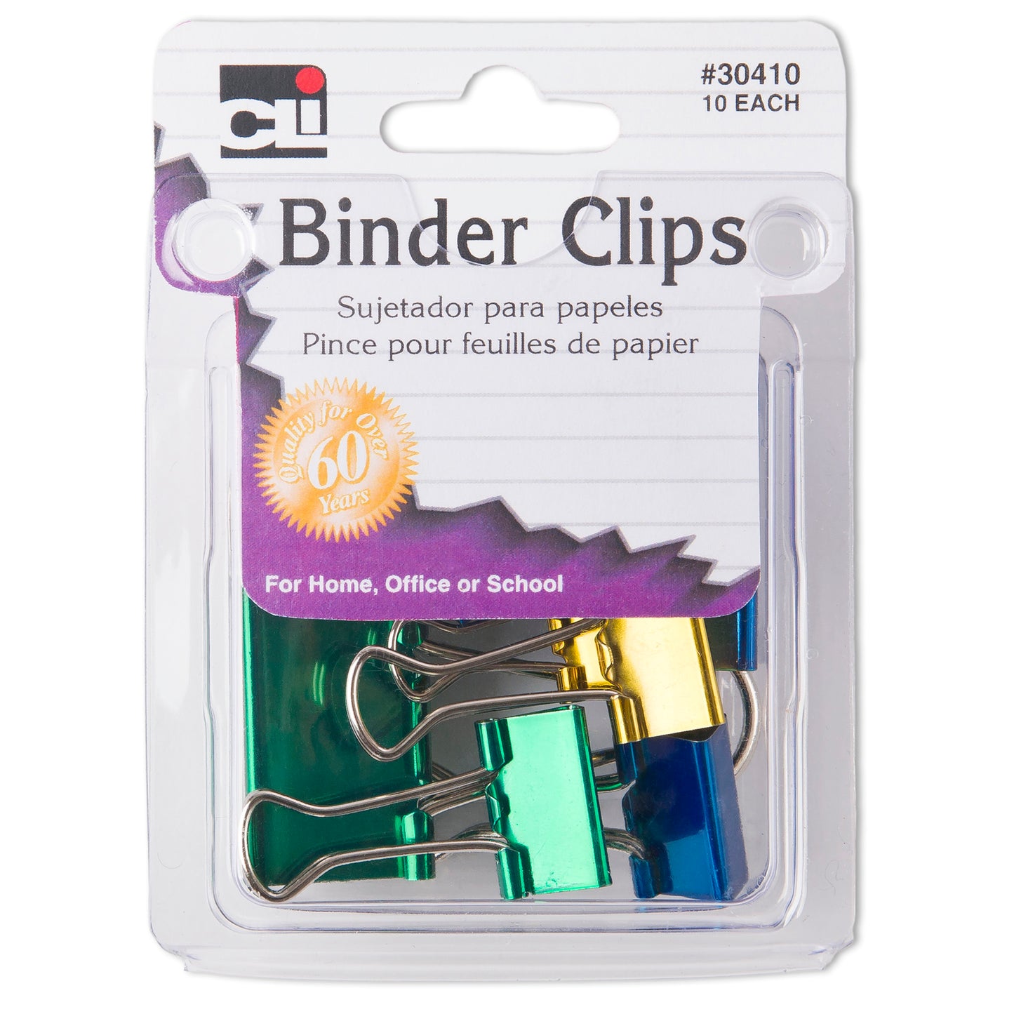 Assorted Binder Clips, 10 Per Pack, 12 Packs