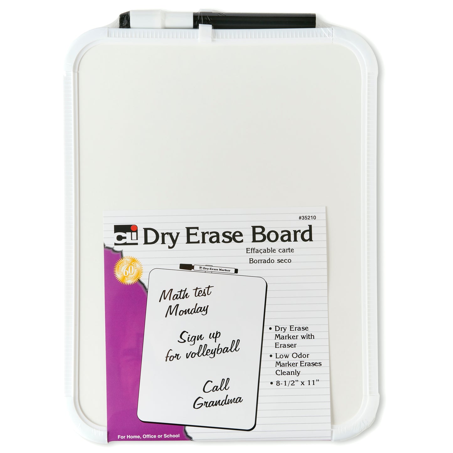 Dry Erase Boards, Framed with Markers & Eraser, White, Pack of 12