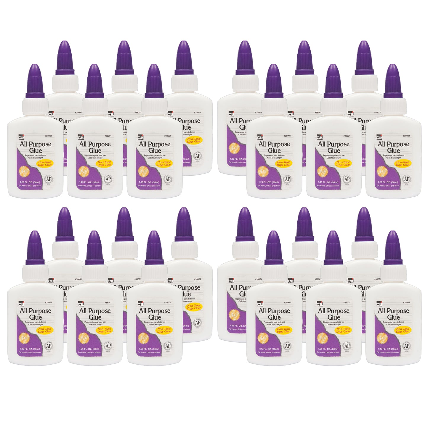 All Purpose Glue, 1.25 oz, 24 Bottles